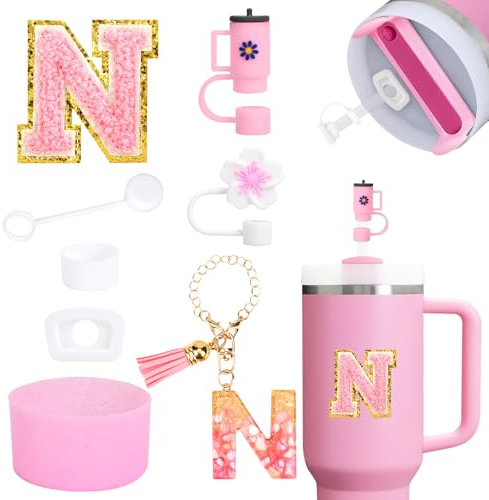 Stanley Cup Accessoires Stanley, comprend une protection de sol en silicone, une chaîne aux lettres, un autocollant de lettre 3D, un couvercle de paille, un couvercle de paille, un couvercle de paille