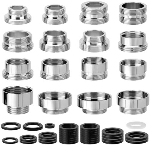 QWORK® 16Pcs Universal Faucet Adapter Kit, M22 Male Female Faucet Adapter, for Garden Hose & Water Filter Connections