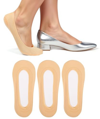 Ouligay 3 Pairs No Show Socks Women,Thin Nylon Socks for Flats Non Slip,No See Invisible Sock for Women,Liner Sock for Spring Summer(Skin Color)