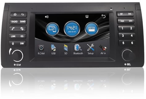 Radio pour Voiture Compatible avec BMW E39, M5, X5, 5 Series, E53. Prend Charge Fil/Filaire CarPlay, Android Auto + Mirror Link, Fonctions AM/FM/RDS/DSP/USB, écran Tactile HD de 7 Pouces.