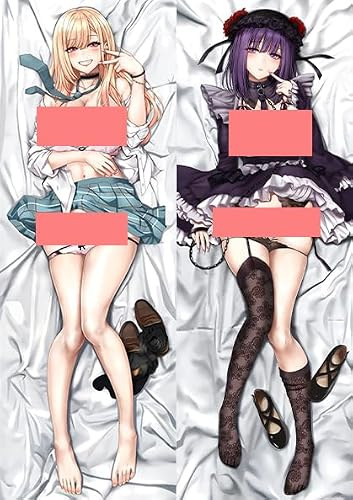 RuiHao Anime Kissenbezug Manga Kissenhülle Für My Dress-Up Darling,Anime Pillowcase Digitaler Doppelseitiger Druck Kissenbezug,Seitenschläferkissen Bezug,Bedding Umarmungskissen Bezu,2WT-50x160CM