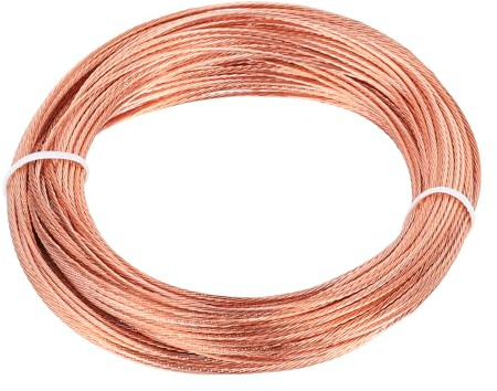 sourcing map Bare Copper Ground Wire, 18 Gauge 100 ft Solid Braided Copper Cables Electronic Metallic Wire for Light Fixtures Fans Electrical Equipment