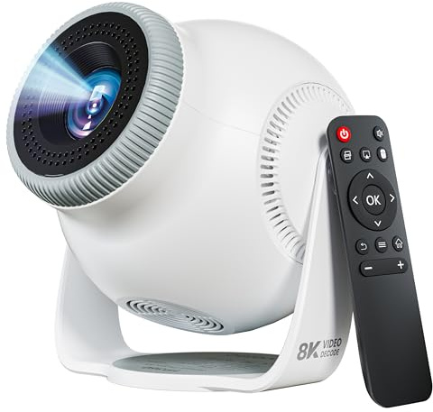 【8K Video Decode Android 14.0】Mini Projector with WiFi 6 and Bluetooth 5.4 | 450 ANSI Support 4K 1080P, 270° Rotatable Smart Proyector, Portable Movie Projectors, HIFI Sound, Auto Keystone Correction
