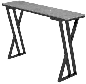 FAJNUZI2024 Balkontisch Grauer Steinplattenmarmor-Schmaler Stehtisch, Heimbalkon, Langer Streifen, Wohnzimmer-Trennwand, hoher Kneipentisch mit Stauraum(180 * 40 * 105cm)