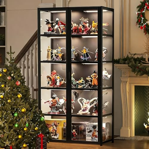 Scribora Vitrine avec Porte en Verre Acrylique, vitrine Curio à 8 Niveaux, pour Objets de Collection, bibliothèque pour Chambre à Coucher, Coin Lecture, Chambre de Tout-Petit.