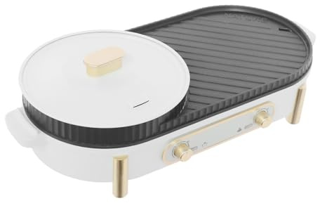 Elektrischer Hot Pot Grill, 1700W Elektrogrill Hot Pot Grill 2 in 1 Hotpot Topf und Grillplatte, 220V Doppelzonen Fondue Raclette mit Antihaftbeschichtung und 2 unabhängiger Temperaturregelung