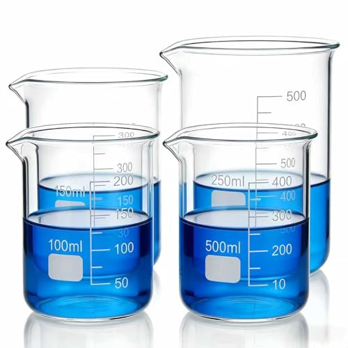 Beekeg 4 Stück Messbecher Klein 100ml+150ml+250ml+500ml Sets für Labor-Messbecher (100-500ml)