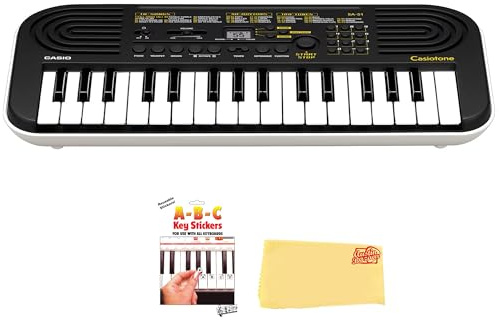 Casio Casiotone SA 32-Key Mini Keyboard Bundle with Key Stickers and Austin Bazaar Polishing Cloth