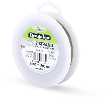 Beadalon 305 m Reel 0.38 mm Diameter 7 Strand Wire, Bright