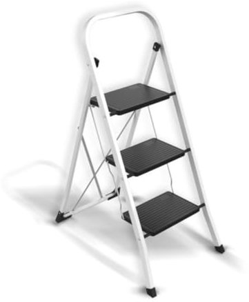 MSV Escabeau marchepied 3 Niveaux Pliant en Acier Max 150kg (46x71x113,5cm)