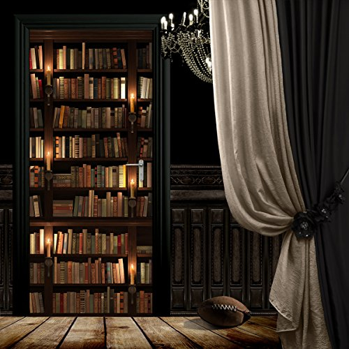 Türtapete selbstklebend TürPoster - BÜCHER MIT KERZEN - Fototapete Türfolie Poster Tapete
