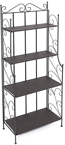 Dekoleidenschaft großes Metall-Regal Toskana, schwarz, 4 Böden, im Antik Design, Bücherregal, Standregal