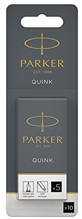 Parker Long Fountain Pen Ink Cartridges - Pack of 15 Black Ink