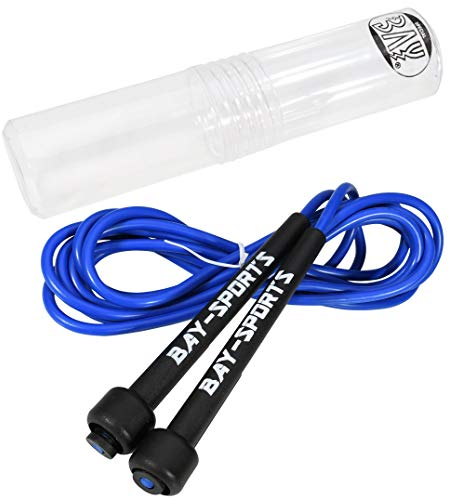 BAY Sports® BLAU Nylon Neon Springseil 310 cm Jump Rope PVC Kunststoff Sprungseil Skipping Profi Seil Jumprope Blue royal