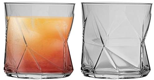 Bormioli Rocco Cassiopea Geometric Whisky Tumbler Glasses Set - 320ml - Pack of 2