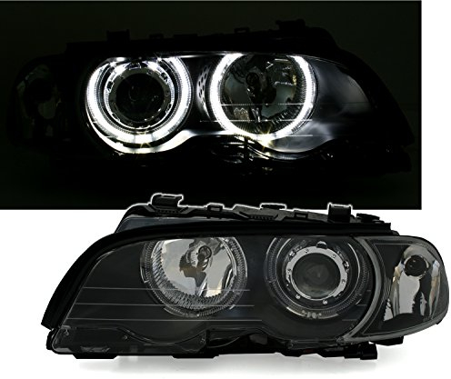 LED Angel Eyes Scheinwerfer Set in Klarglas Schwarz, inkl. Blinker