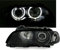 LED Angel Eyes Scheinwerfer Set in Klarglas Schwarz, inkl. Blinker