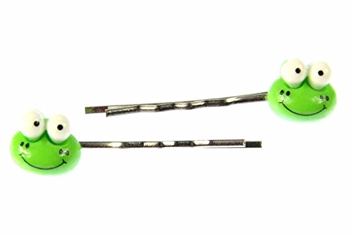 Miniblings Frosch Haarspangen 2er Set Frösche Kröte Kinder grün - Handmade Modeschmuck I Haarschmuck Haarclips Haarklammern