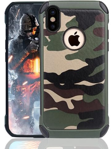 leobray for iPhone XR case,Heavy Duty Protective Bumper Shockproof Armor Ultra Hybrid Rugged Camouflage Case for iPhone XR-Camo Green