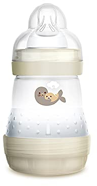 MAM - Easy Start A119 - Patentierte Anti-Kolik-Flasche mit 1 ultraweichen SkinSoftTM-Silikonnippel, für Babys ab 0 Monaten, 160 ml, neutral, in 3 Minuten selbststerilisierbar