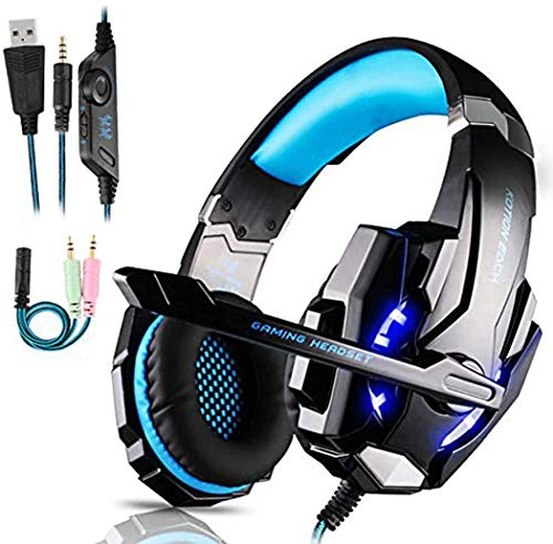 FUNINGEEK Micro Casque Gaming PS4 Switch avec Micro Anti Bruit Casque Gamer Xbox One Filaire LED Lampe Stéréo Bass Microphone Réglable avec Micro 3.5mm Jack