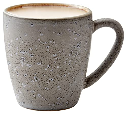 BITZ Becher, Kleiner Kaffeebecher aus Steingut, 19 cl, Grau/Creme