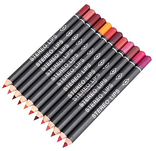 Lipliner 12 Stück Lipliner wasserfest matt Lip Liner Pencil Makeup Lip Cosmetic Pen Set für das Make-up der Lippen, verbessert die Form Ihrer Lippen und schafft ein volles und pralles Lippen-Make-up