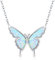 CUOKA MIRACLE Schmetterling Kette 925 Sterling Silber Opal Anhänger Halskette für Damen - Valentinstag Geschenke für Mädchen Kinder