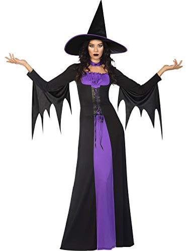 amscan 9908295 Adult Ladies Classic Purple Witch Fancy Dress Halloween Costume & Hat Book Week Outfit (UK Dress Size 16-18)