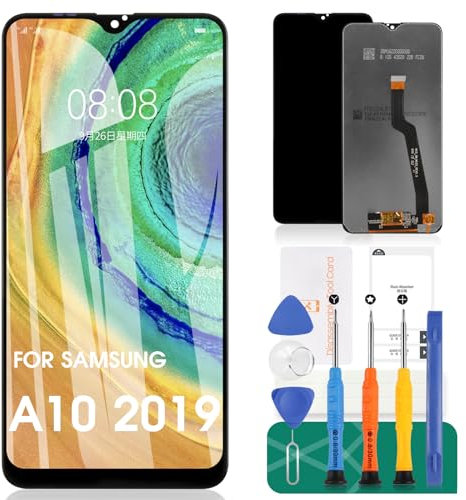 Kit de montage d'écran LCD de rechange pour Samsung Galaxy A10 2019 A105F/DS A105M/DS A105G/DS A105M, film trempé, colle et outils Noir