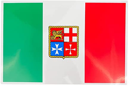 GATE14® Bandiera Italiana Adesiva con Stemma Marina Mercantile in PVC Lucido