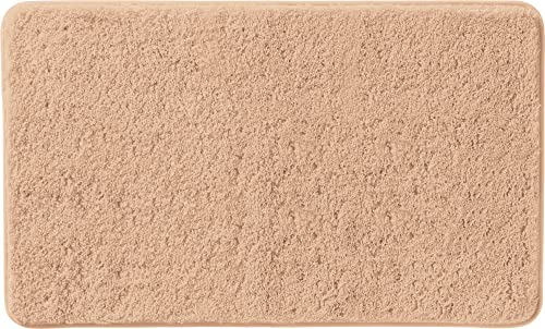 Erwin Müller Badematte, Badteppich, Badvorleger Rhodos Uni rutschhemmend beige Größe 70x120 cm - ultraweich, extrem saugfähig, flusenarm