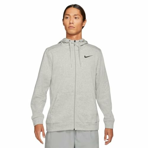 Nike Herren Dri-FIT Hoodie, Dark Grey Heather/Black, L