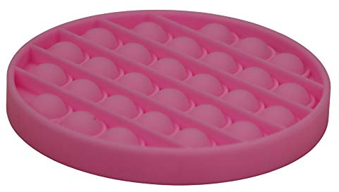 alldoro 63043 - Push & Play Silikon Fidget Spielzeug ca. 12 cm rund, Pop it Anti Stress Fingerspielzeug, Bubble Push Toy für Stressabbau, Geschicklichkeitsspiel für Kinder und Erwachsenen, Pink