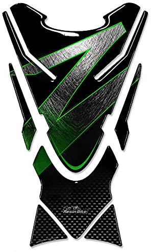 Resin Bike Adesivi Moto Compatibile con Kawasaki Z750 e Z1000 Verde Metal. Protezione Paraserbatoio da Urti e Graffi. Adesivo 3D Resinato per Tutti i Serbatoi Serie Z