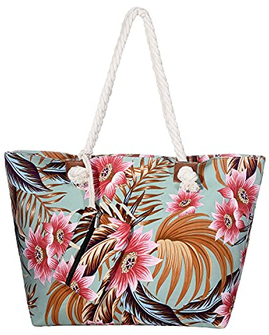 MASADA Badetasche XXL Familie Strandtasche Damen Beach bag groß mit Reißverschluss - Vintage Look