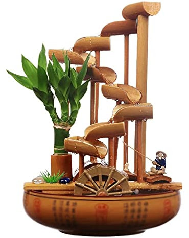 Fontaine Intérieur Fontaines d'intérieur Tablette de bambou Indoor Tabletop Tabletop Tabletop Fontaine d'eau Cascades de la table d'intérieur Bureau de bureau Patio Décoration Intérieur Fontaine Fonta