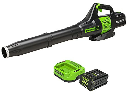 Greenworks 80 V (150 MPH / 500 CFM / 75+ outils compatibles) Blower à feuilles axiales sans fil, batterie 2,0 Ah et chargeur inclus