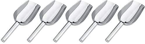 Tyenaza Juego de 5 Cuchara de Hielo, Palas para Hielo de Acero Inoxidable, Pinzas Palas de Hielo Pinzas Scoop, para Dulces de Boda, Cocina Casera, Caramelos, Cocina, Bar, Grano, Bufé, Fiestas(19cm)