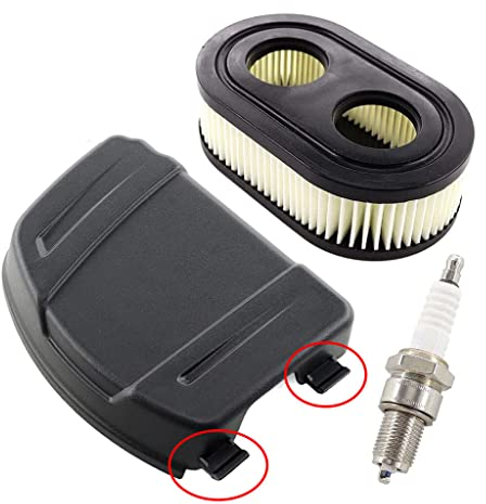 HURI Luftfilterabdeckung Luftfilter für Briggs & Stratton Serie 625E 625EXi 650EXi 675EXi 675IS 103M 104M Rasenmäher Motoren Ersetzt 594106 798452 mit Zündkerze BS-OHV RC12YC
