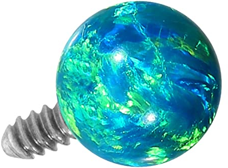 PIERCINGLINE Titan Schraubaufsatz mit Gewinde 0,9 mm SYNTH. OPAL KUGEL Piercing Aufsatz Ersatz Dunkelgrün