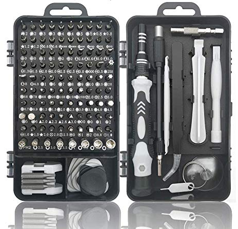 Pardarsey Juego de destornilladores electrónicos de precisión 115 en 1 con funda portátil, compatible con ordenador, teléfono móvil, PC, iPhone, escuela, color negro