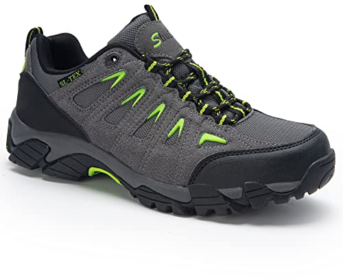 SHULOOK Wanderschuhe Herren Wasserdicht Leichte Outdoor Trekkingschuhe Knöchel Bergschuhe rutschfeste Schuhe Herren Sneaker Ultralight Sportschuhe für Camping, Wandern (Grau Grün EU 45