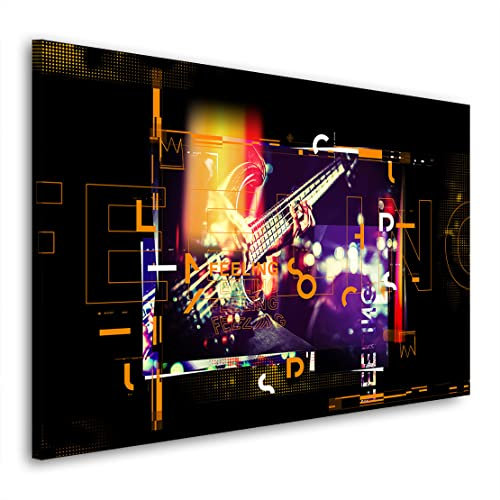 Kunstgestalten24 Leinwandbild Gitarre PopArt Wandbild Kunstdruck Raum- u. Wanddekoration XXL