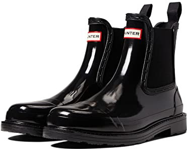 HUNTER Damen Gummistiefel schwarz/weiß/rot 38