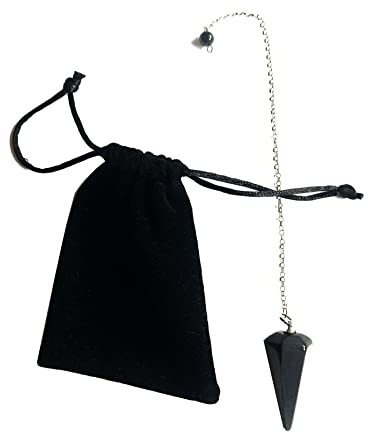 schwarzer Achat-Natursteinpendel, Kristallpendel, sechseckiges Vintage-Kristallpendel für Wünschelrute, Chakra-Reiki-Wahrsagung Wicca-Meditationspendel (Schwarz)