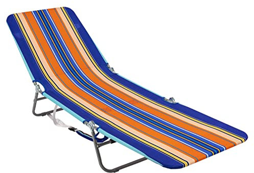 Rio Brands Tragbarer Faltbarer Rucksack, Strandliege mit Rucksackgurten und Aufbewahrungstasche, mehrfarbige Streifen