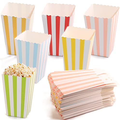 60 Piezas Cajas de Palomita, Pequeñas Raya Bolsa Palomitas de Papel, Caramelo Contenedor, Merienda Contenedor para Boda, Cumpleaños Fiestas, Noche de Cine o Navidad