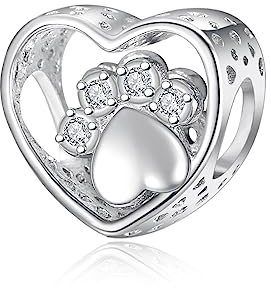 Pfotenabdruck Charms für Armbänder für Hunde und Katzenliebhaber 925er Sterlingsilber Zirkonia Armbänder für 2 Herzen Pandora Charms Ausverkauf Freundschaftsgeschenk