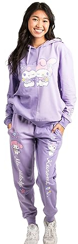 Bioworld Hello Kitty & Friends My Melody und Kuromi Damen Flieder Hoodie und Jogginghose 2-teiliges Set, Mehrfarbig, X-Large